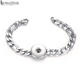 Stainless Steel Chain Link Bangle Bracelet For Snap Button Charm Jewelry