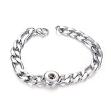 Stainless Steel Chain Link Bangle Bracelet For Snap Button Charm Jewelry