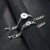 Stainless Steel Chain Link Bangle Bracelet For Snap Button Charm Jewelry