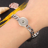 Stainless Steel Chain Link Bangle Bracelet For Snap Button Charm Jewelry