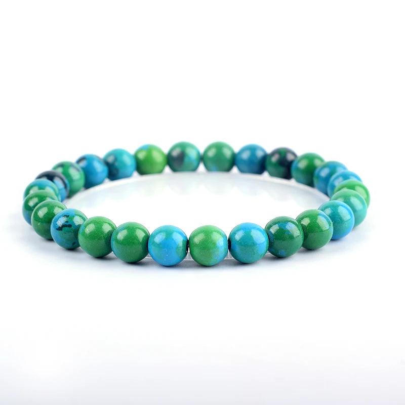 Chrysocolla Malachite Bracelets Natural Stone Beads Round Healing Jewelry