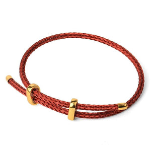 CSJA Red Thread String Bracelet Lucky Stainless Steel Adjustable Jewelry G434