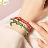 CSJA Red Thread String Bracelet Lucky Stainless Steel Adjustable Jewelry G434