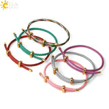 CSJA Red Thread String Bracelet Lucky Stainless Steel Adjustable Jewelry G434
