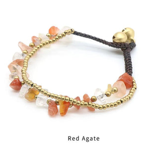 Gemstone Gravel Bracelet with Bell Beads for Women