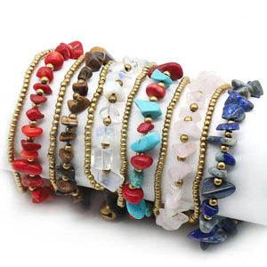 Gemstone Gravel Bracelet with Bell Beads for Women