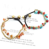 Gemstone Gravel Bracelet with Bell Beads for Women