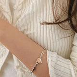 Silver Bracelets Unique Buckle LOVE Heart Thick Chain Girl Party Jewelry