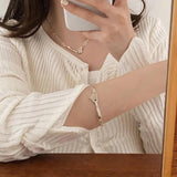 Silver Bracelets Unique Buckle LOVE Heart Thick Chain Girl Party Jewelry