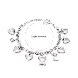 ASON Stainless Steel Bracelet Star Heart Beads Charm Bracelet For Women Girls