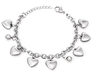 ASON Stainless Steel Bracelet Star Heart Beads Charm Bracelet For Women Girls
