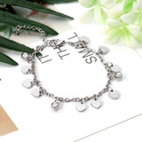 ASON Stainless Steel Bracelet Star Heart Beads Charm Bracelet For Women Girls