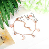ASON Stainless Steel Bracelet Star Heart Beads Charm Bracelet For Women Girls