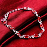 925 Charm Red Crystal Silver Bracelet