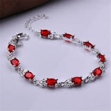 925 Charm Red Crystal Silver Bracelet