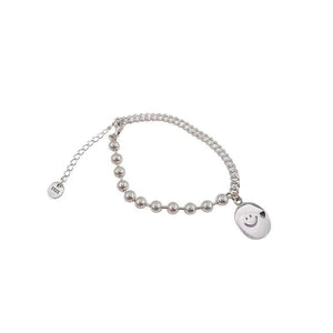 Vintage Silver Chain Bracelet with Smiley Face Pendant