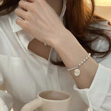 Vintage Silver Chain Bracelet with Smiley Face Pendant