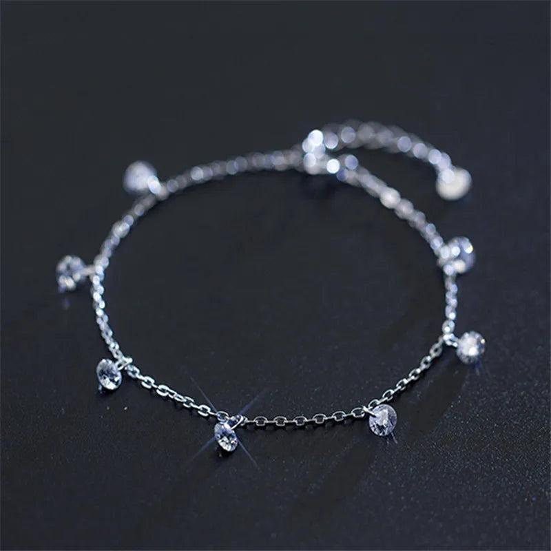 CZ Crystal Bracelet Bangle Round Bead Rhinestones Elastic Wedding Bridal Gift