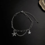 Dainty Double Layer Star Pendant Bracelet with Zircon Stones