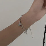 Dainty Double Layer Star Pendant Bracelet with Zircon Stones