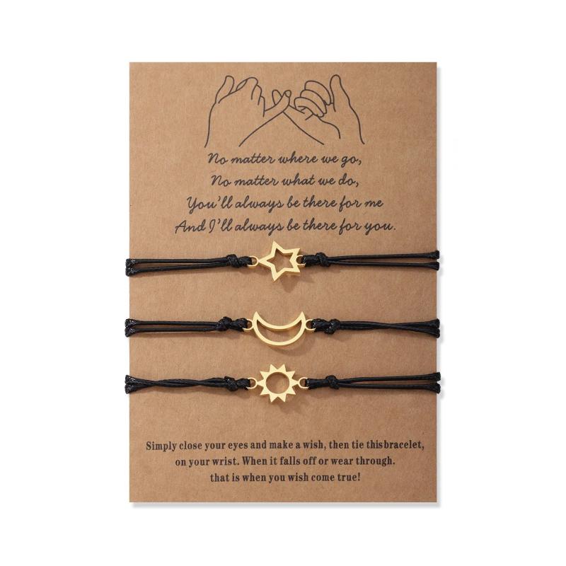3PCS/Set Couple Bracelet for Women Stainless Steel Sun Moon Star Bracelets