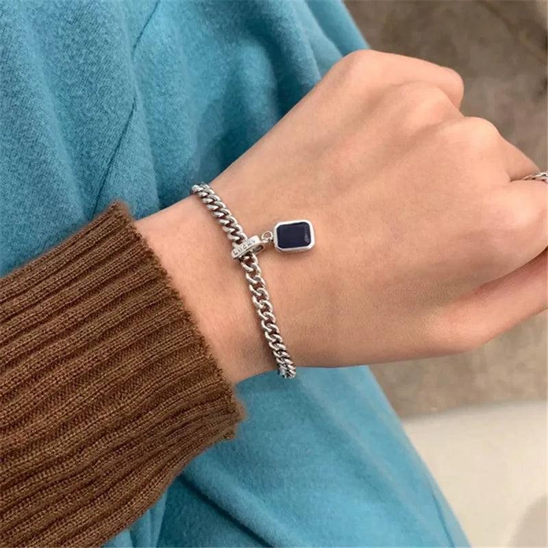 Vintage Square Charm Bracelet Bangle Women Party Jewelry SL445