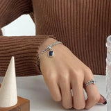 Vintage Square Charm Bracelet Bangle Women Party Jewelry SL445