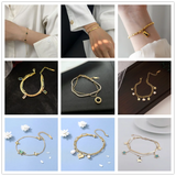 316L SS Natural Pearl Pentagram Small Bar Bracelet