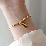 316L SS Natural Pearl Pentagram Small Bar Bracelet