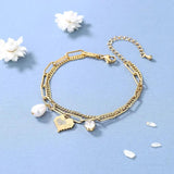 316L SS Natural Pearl Pentagram Small Bar Bracelet