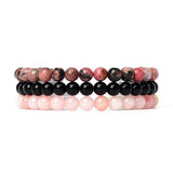 3Pcs Pink Quartz Turquoise Bracelet Sets Reiki Natural Stone