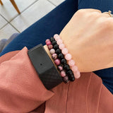 3Pcs Pink Quartz Turquoise Bracelet Sets Reiki Natural Stone