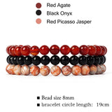 3Pcs Pink Quartz Turquoise Bracelet Sets Reiki Natural Stone