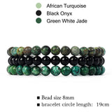 3Pcs Pink Quartz Turquoise Bracelet Sets Reiki Natural Stone