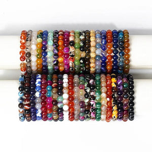 Striped Agates Crystal Quartz Jades Bracelet - Reiki Healing Bangle