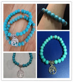 8mm Turquoises Couple Bracelets Natural Stone Beads Lucky Charm