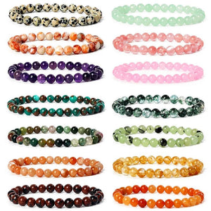 6MM Reiki Natural Stone Bracelets for Women Multicolor Agates Quartzs Hematite