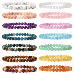 6MM Multicolor Stone Beads Bracelet Stretch Jewelry