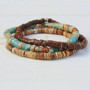 Men's Surfer Bracelet Beaded Boho Stacking Hematite