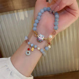 Pearl Agate Lucky Cat Jade Pendant Bracelet for Women