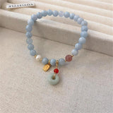 Pearl Agate Lucky Cat Jade Pendant Bracelet for Women