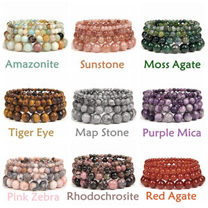 Natural Agates Gem Stone Bracelet - 4 6 8 10 MM Beads