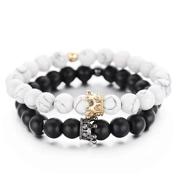 Matt Stone Bracelet Set Zircon Crown Charm Bracelets