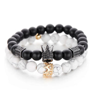 Matt Stone Bracelet Set Zircon Crown Charm Bracelets