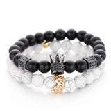 Matt Stone Bracelet Set Zircon Crown Charm Bracelets