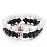 Matt Stone Bracelet Set Zircon Crown Charm Bracelets