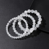 Real Natural Gypsum Stone Selenite Bracelet 6 8 10 MM Beads Stretch Bracelet