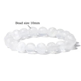 Real Natural Gypsum Stone Selenite Bracelet 6 8 10 MM Beads Stretch Bracelet