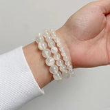 Real Natural Gypsum Stone Selenite Bracelet 6 8 10 MM Beads Stretch Bracelet
