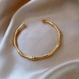JIN Silver Slub Open Metal Bracelet Women Accessories